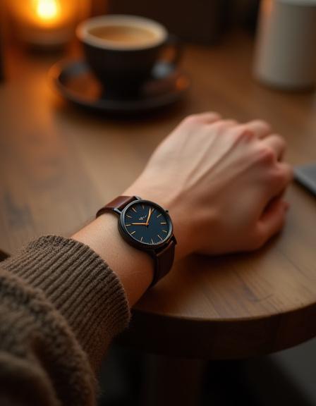 카페에서 시계를 착용하고 있는 고객의 손목