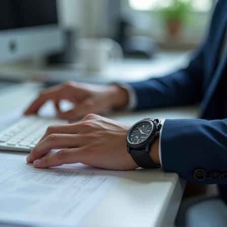 업무 중에 시계를 착용한 남성의 모습